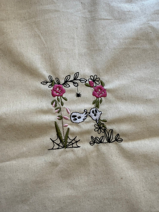 Spooky Initial Canvas Bag