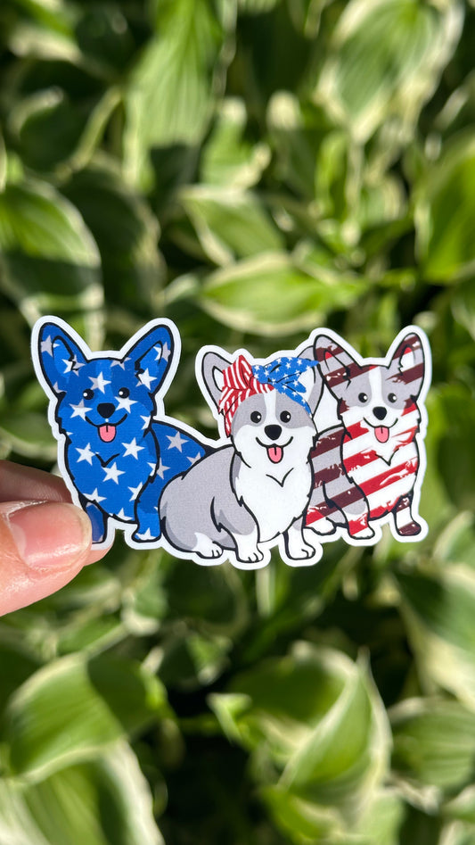 Red, White & Blue Corgi Sticker